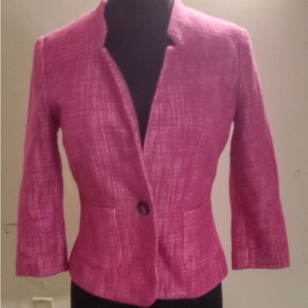 Banana Republic, beautiful, rich pink tweed boutique jacket.